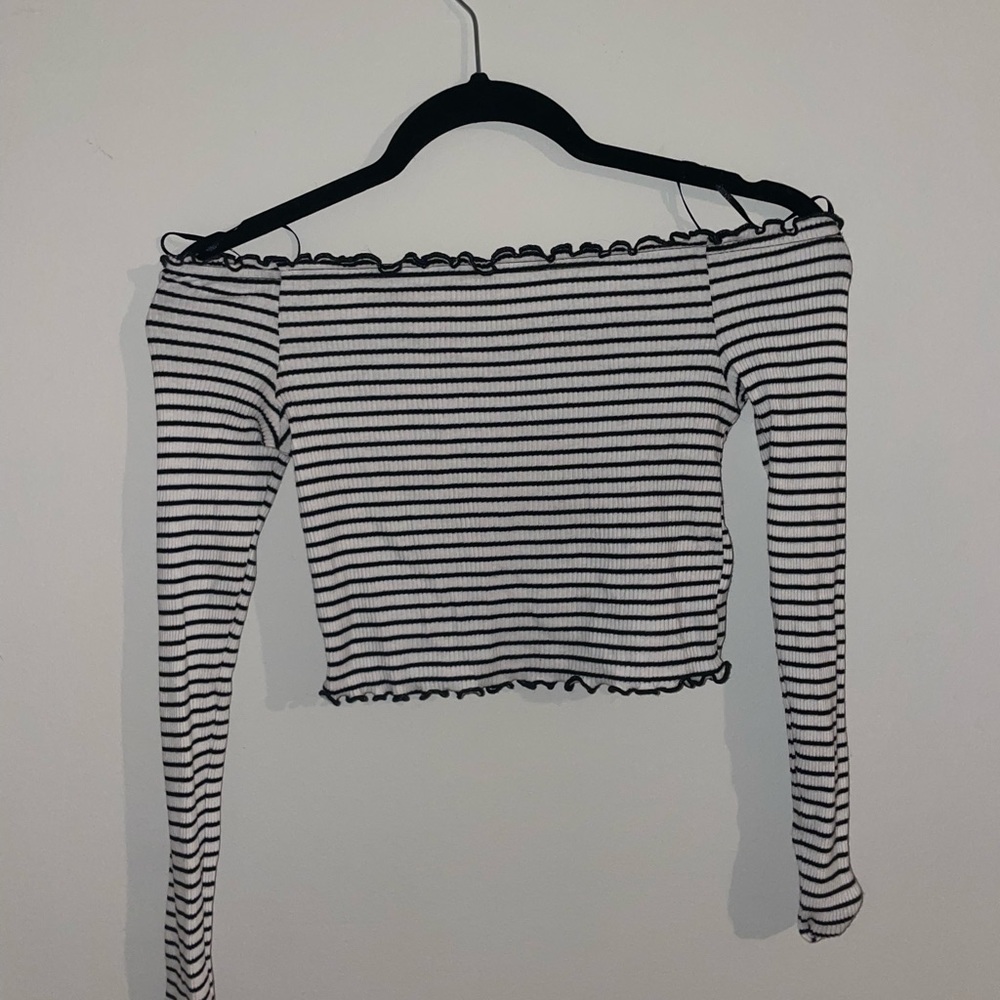 Off the shoulder, long sleeve top